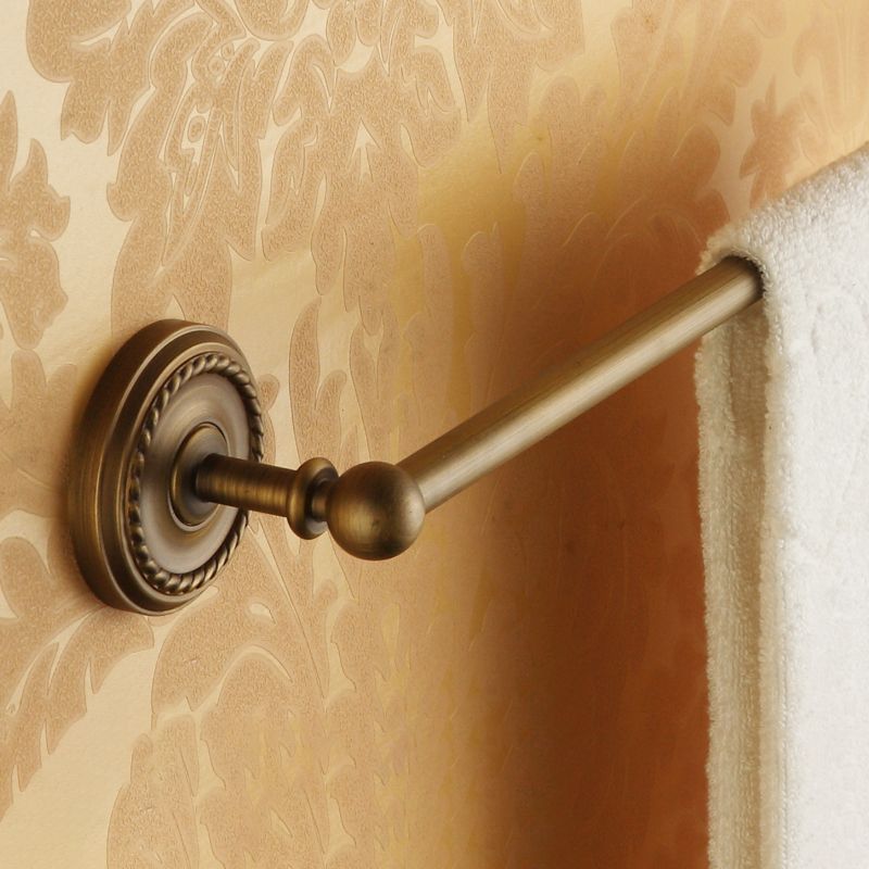 Vintage Brass Bathroom Accessory Set with Shelf and Towel Bar