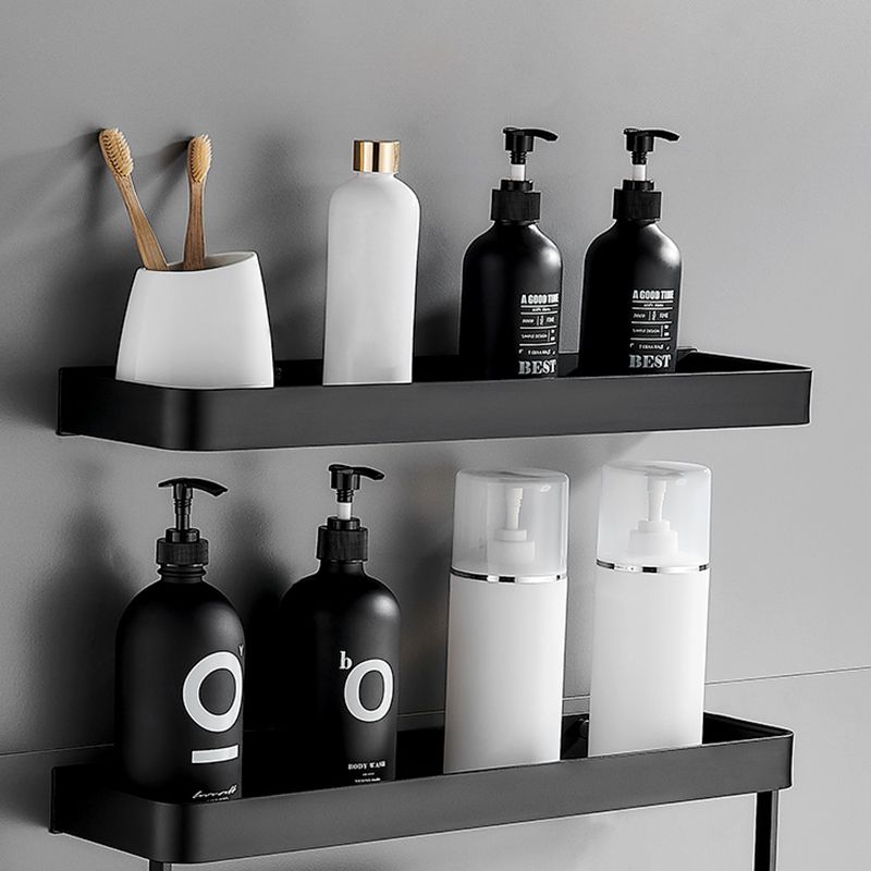 Sleek Black 2-Piece Stainless Steel Bath Accessory Set
