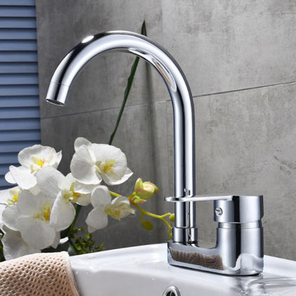 Chrome Finish Bathroom Sink Faucet with Rotating Spout