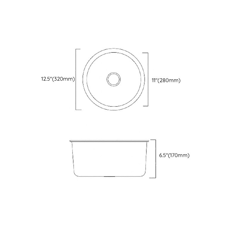 Modern Stainless Steel Kitchen Sink Round Bowl