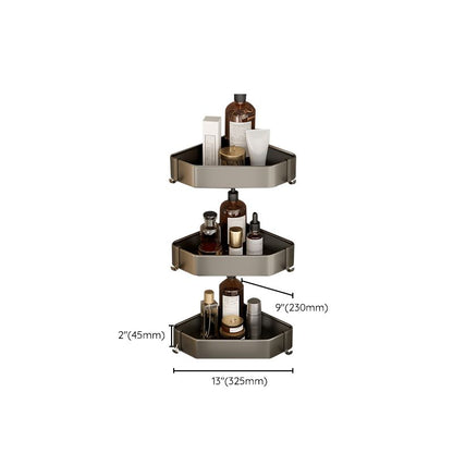 Modern Gray Metal Bath Accessory Set Shelf