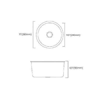 Modern Stainless Steel Kitchen Sink Round Bowl