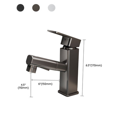 Modern Single Handle Bathroom Faucet with Pull Out Spray