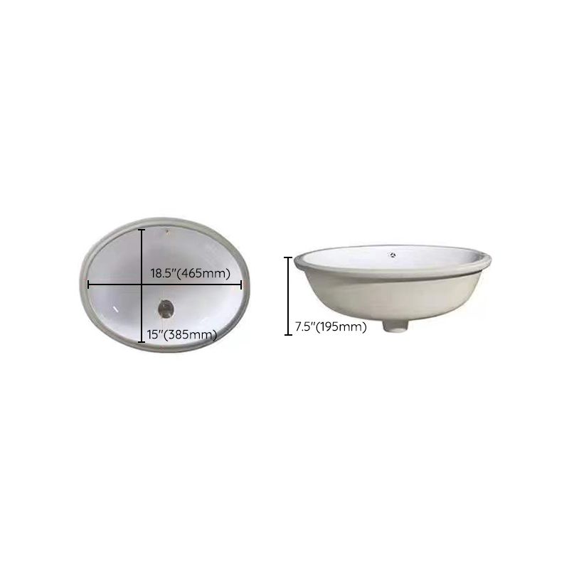 Contemporary Oval Ceramic Sink with Built-in Pop-Up Drain