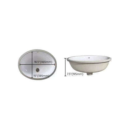 Contemporary Oval Ceramic Sink with Built-in Pop-Up Drain