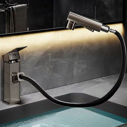 Modern Single Handle Bathroom Faucet with Pull Out Spray