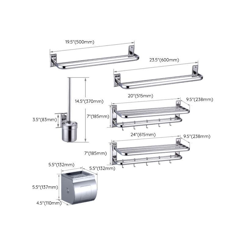 Modern Silver Bathroom Accessories Set