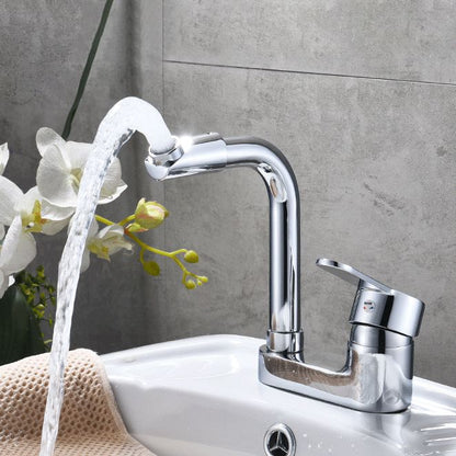 Chrome Finish Bathroom Sink Faucet with Rotating Spout