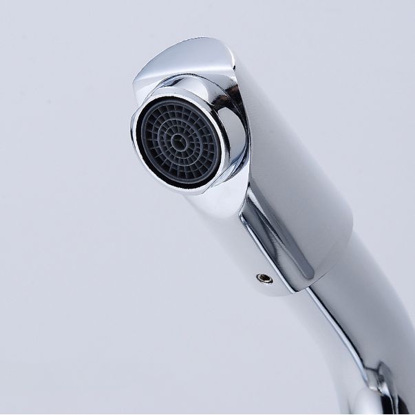 Chrome Finish Bathroom Sink Faucet with Rotating Spout