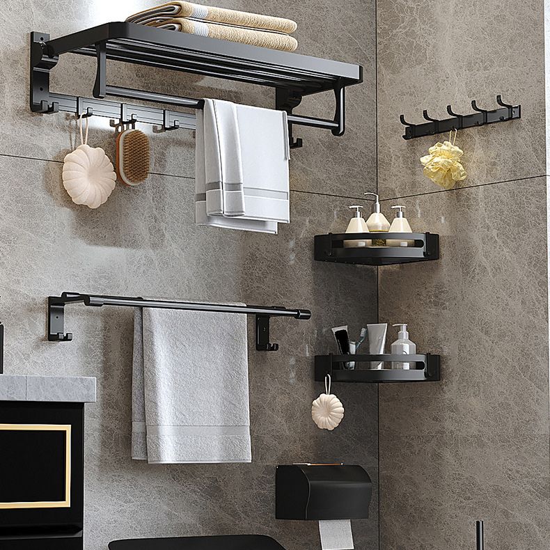Stylish Black Bathroom Storage Set with Shelf and Hooks