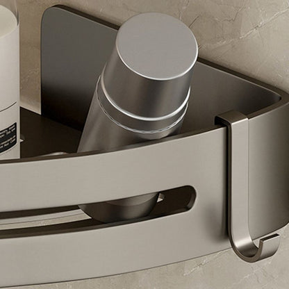 Modern Gray Metal Bath Accessory Set Shelf