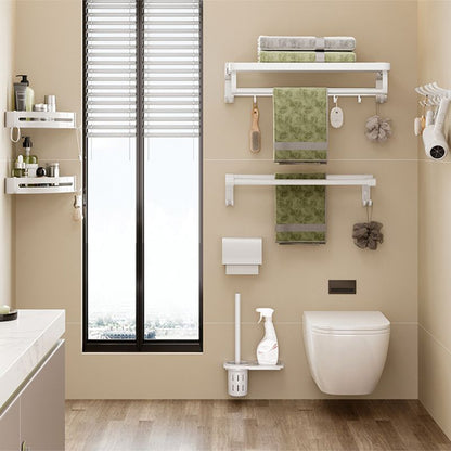 Contemporary Bathroom Accessory Set Towel Bar White Shelf