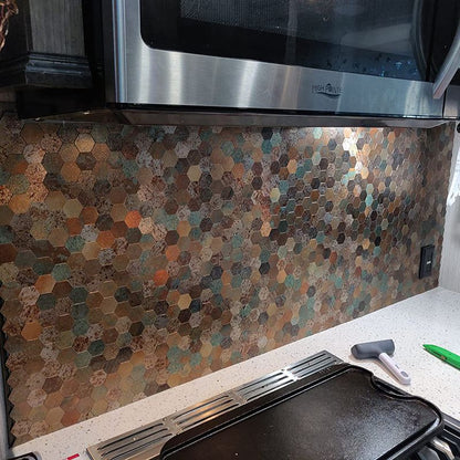 Easy Peel Stick Metal Hexagon Mosaic Wall Tile