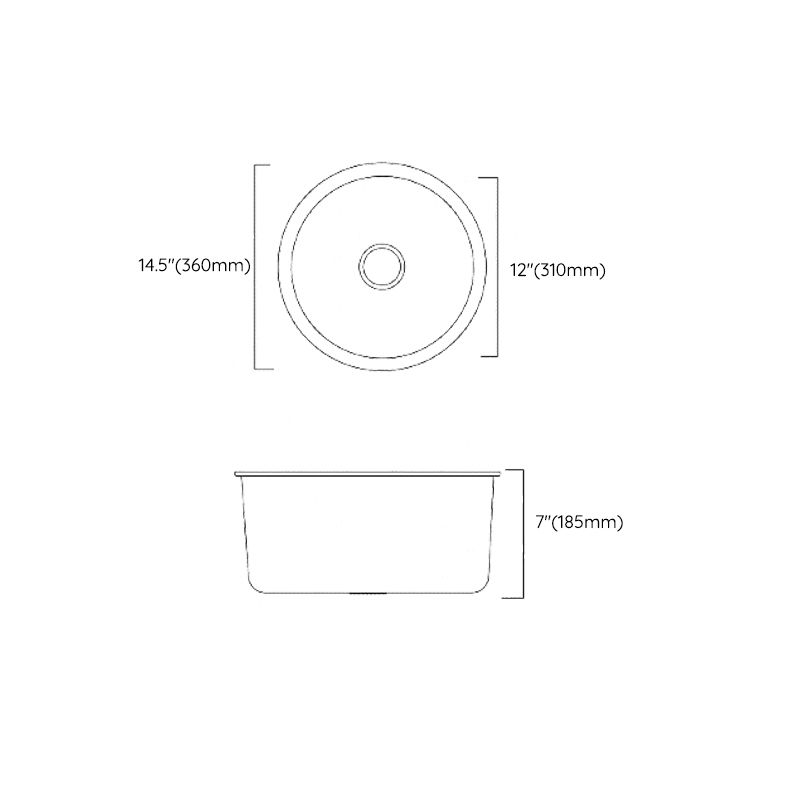 Modern Stainless Steel Kitchen Sink Round Bowl