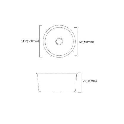 Modern Stainless Steel Kitchen Sink Round Bowl