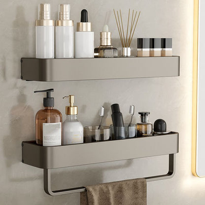 Modern Gray Metal Bath Accessory Set Shelf