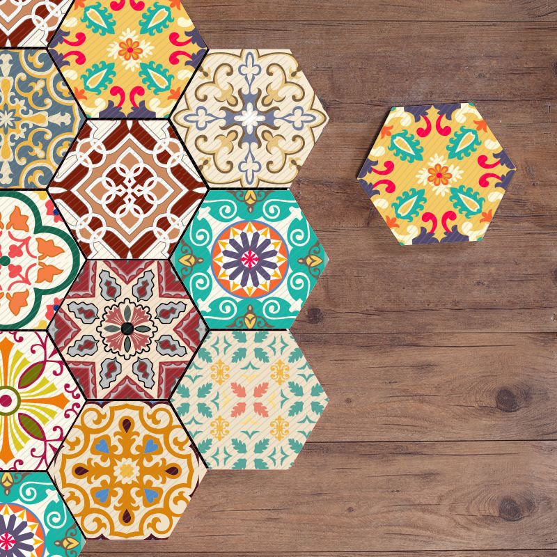 Colorful Hexagon Wall Stickers Removable Tile Decal