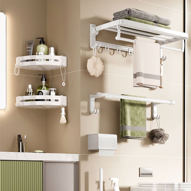 Contemporary Bathroom Accessory Set Towel Bar White Shelf