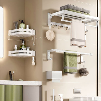 Contemporary Bathroom Accessory Set Towel Bar White Shelf