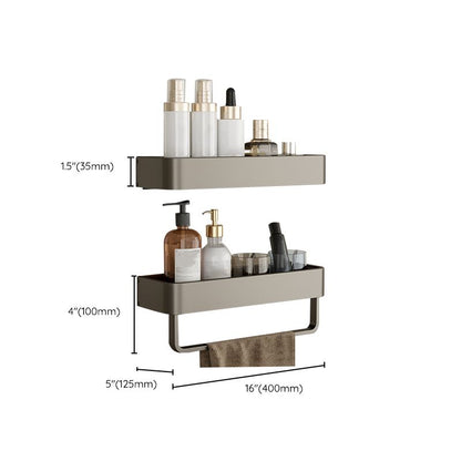 Modern Gray Metal Bath Accessory Set Shelf
