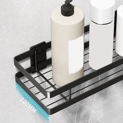 Modern 2-Piece Black Metal Bathroom Shelf Set
