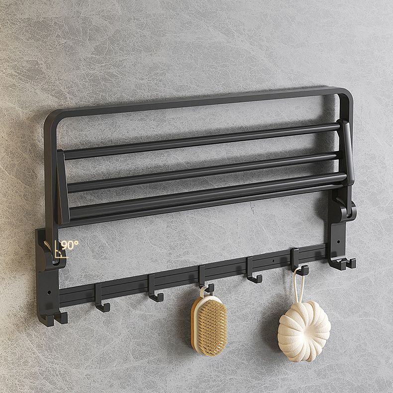 Stylish Black Bathroom Storage Set with Shelf and Hooks