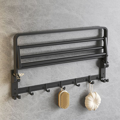 Stylish Black Bathroom Storage Set with Shelf and Hooks