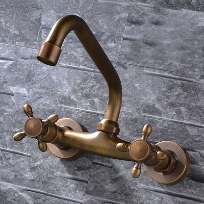 Luxury Copper Bathtub Faucet Wall Mount Dual Handle