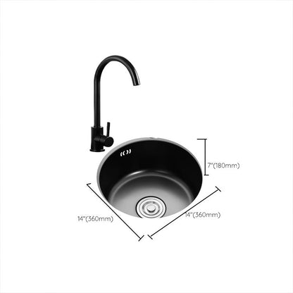 Stainless Steel Round Kitchen Sink with Drain Kit