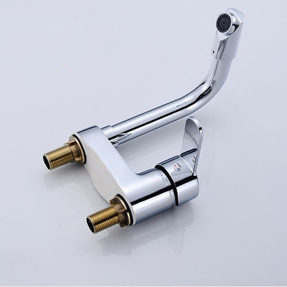 Chrome Finish Bathroom Sink Faucet with Rotating Spout