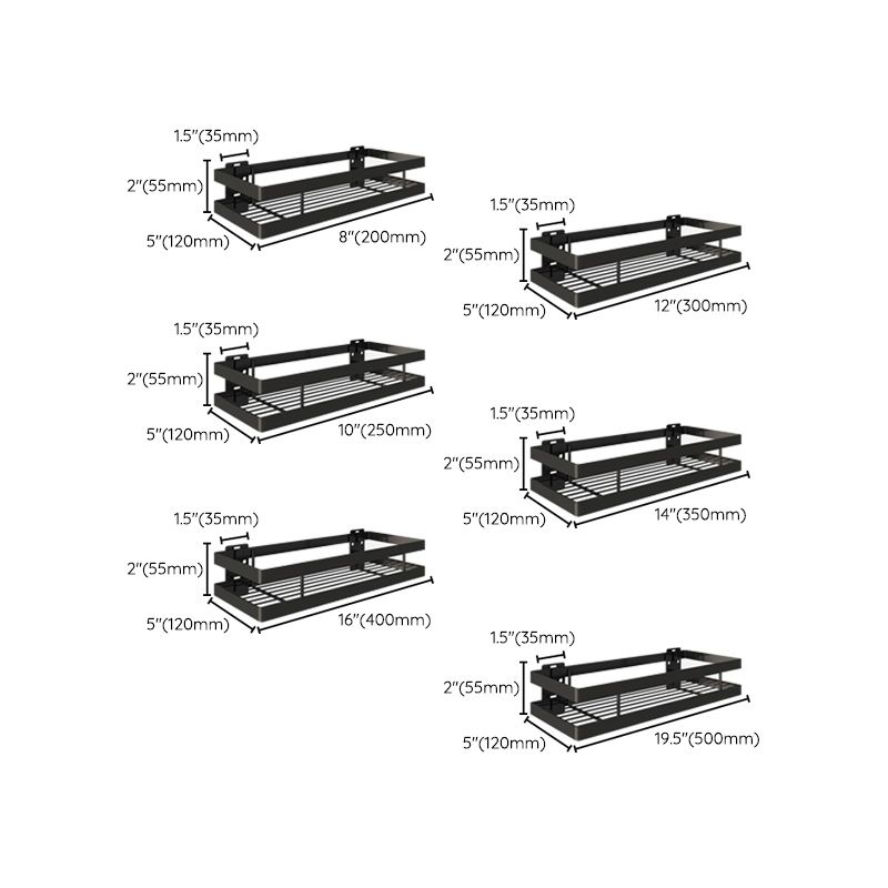 Modern 2-Piece Black Metal Bathroom Shelf Set