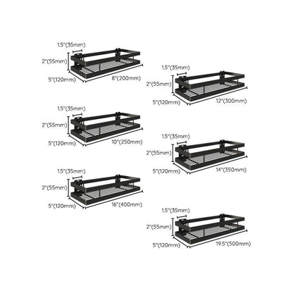 Modern 2-Piece Black Metal Bathroom Shelf Set