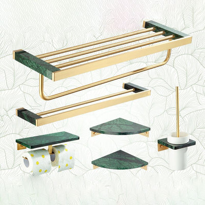 Luxury Brass Bathroom Hardware Set with Marble Accents