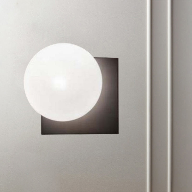 Sleek 1 Light Black Wall Sconce with White Glass Shade - Cofik