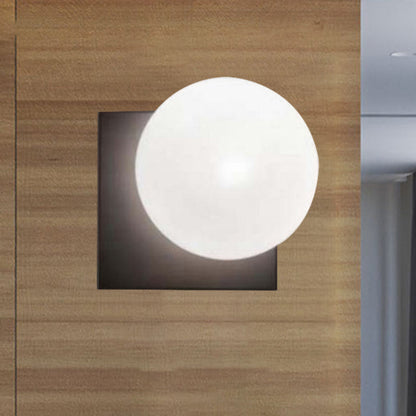 Sleek 1 Light Black Wall Sconce with White Glass Shade