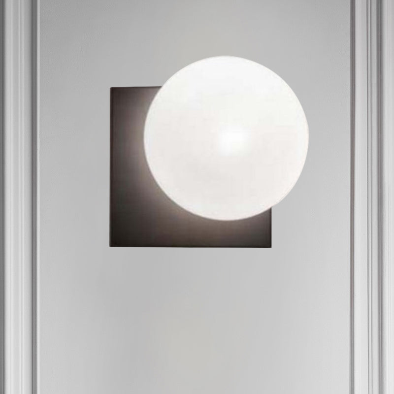 Sleek 1 Light Black Wall Sconce with White Glass Shade