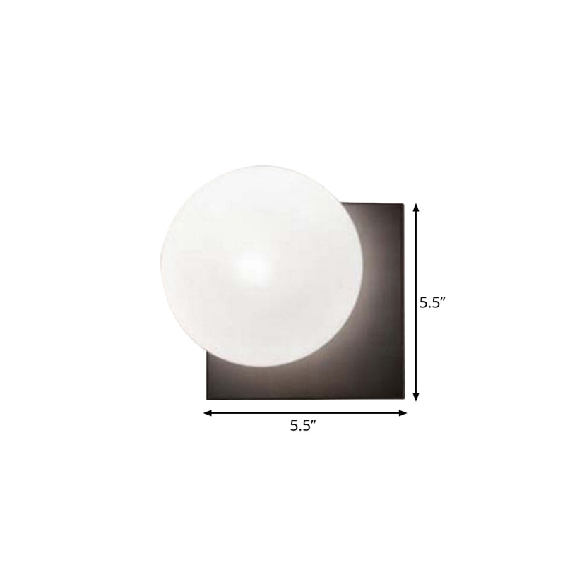 Sleek 1 Light Black Wall Sconce with White Glass Shade
