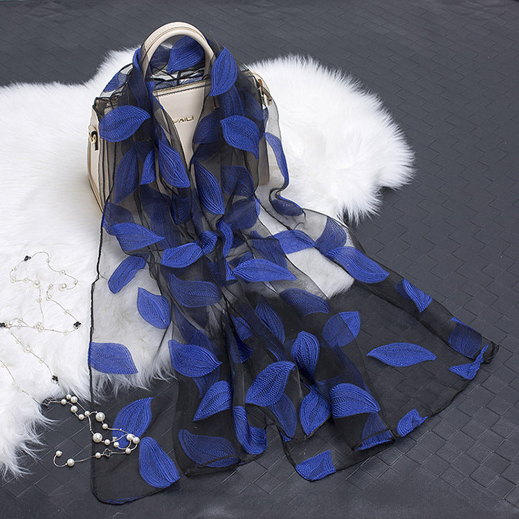 Luxury Silk Scarf with Floral Pattern