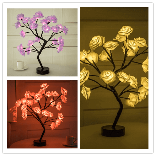 Pretty LED Rose Night Light Table Lamp for Bedroom
