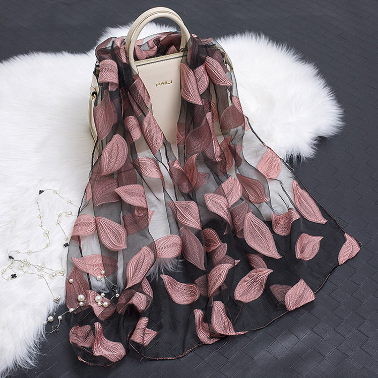 Luxury Silk Scarf with Floral Pattern