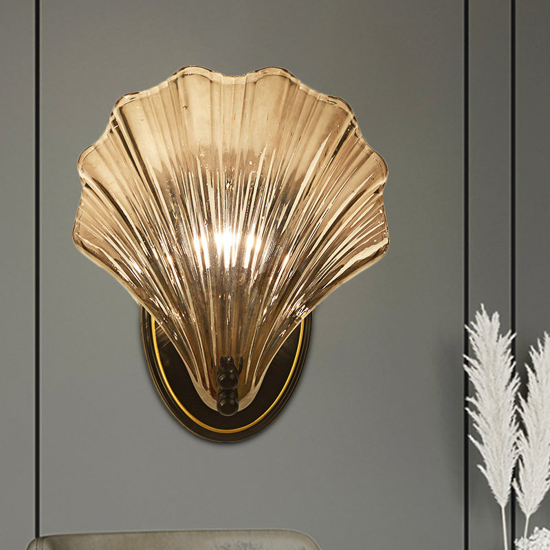 Rustic Coastal Glass Wall Sconce Lamp Black Gold Finish