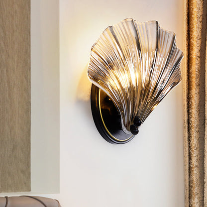 Rustic Coastal Glass Wall Sconce Lamp Black Gold Finish