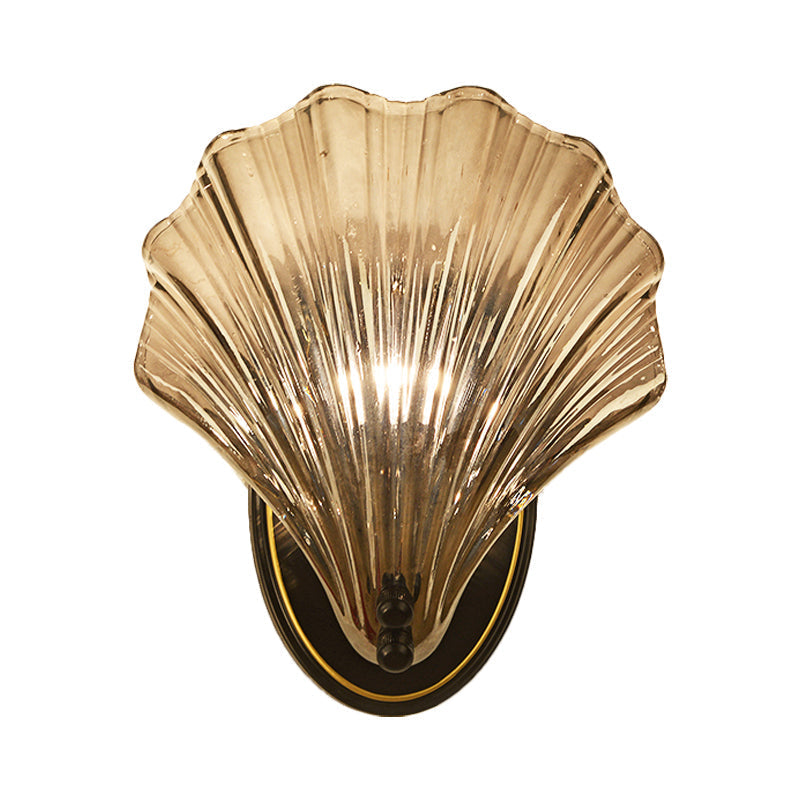 Rustic Coastal Glass Wall Sconce Lamp Black Gold Finish