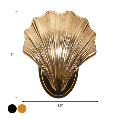 Rustic Coastal Glass Wall Sconce Lamp Black Gold Finish
