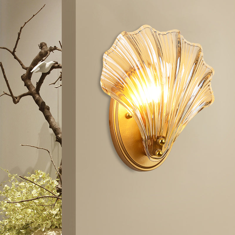 Rustic Coastal Glass Wall Sconce Lamp Black Gold Finish - Cofik