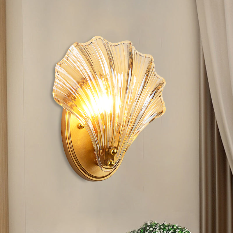 Rustic Coastal Glass Wall Sconce Lamp Black Gold Finish