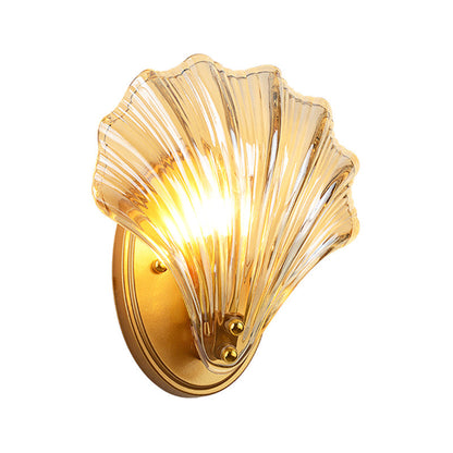 Rustic Coastal Glass Wall Sconce Lamp Black Gold Finish