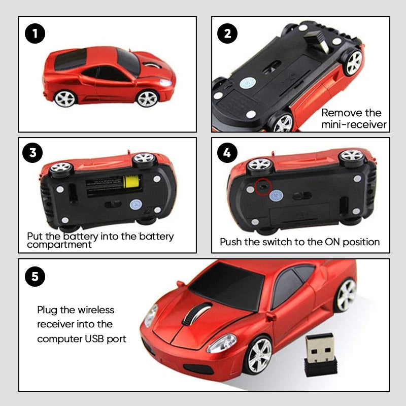 Fast Racing Car Design Wireless Mouse