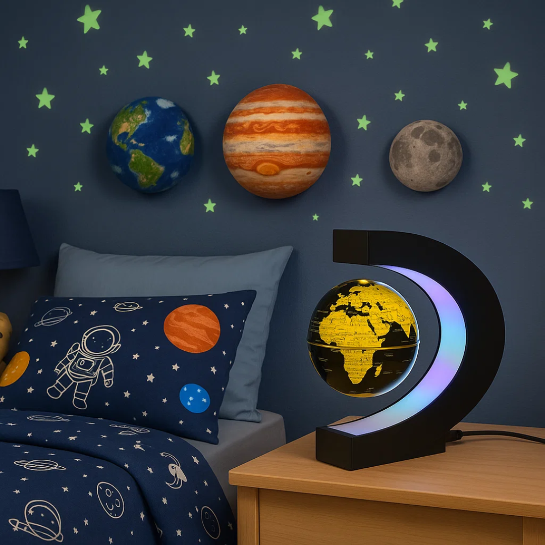 Glowing LED Floating Globe Lamp with Magnetic Base
