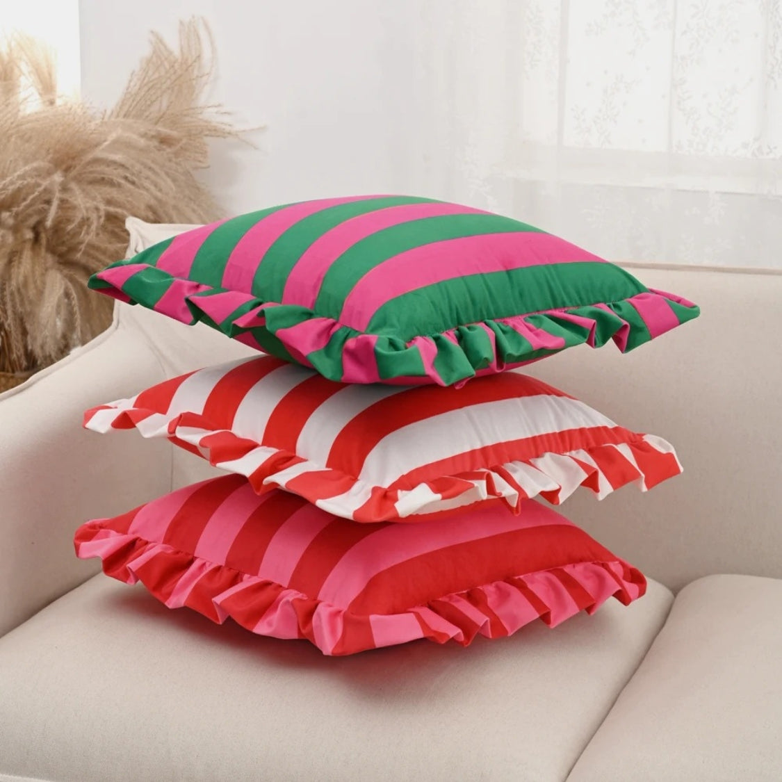Vintage Floral Ruffled Pillow Cover